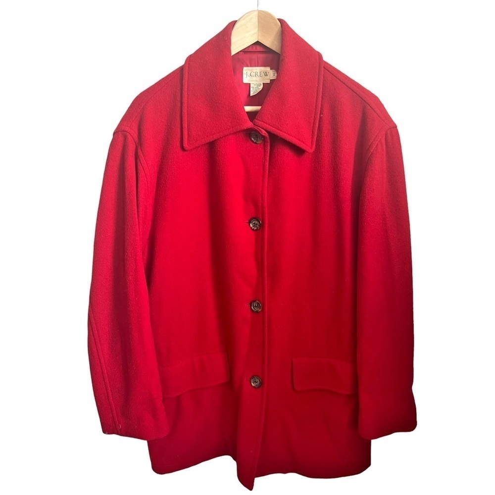 J. Crew Wool Blend Red Peacoat Size Medium